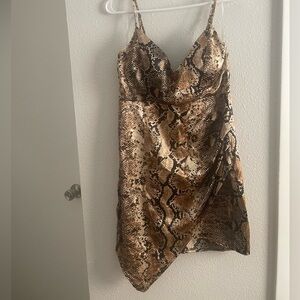 Windsor Snake Print Mini Dress - Brown and Tan
